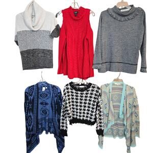 Women's Medium M 8 10 Sweaters Cardigans Pullovers Vests Wholesale Bulk Lot of 6